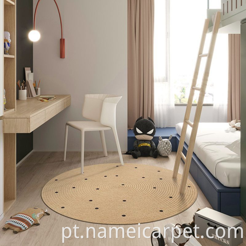 Eco-friendly natural hemp Jute printed round play mats for baby Kids children room